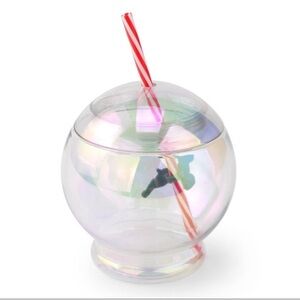 3 for $15 SALE Target Bullseye Reindeer Christmas Iridescent Cup w/ straw